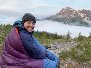 backpacker meditating