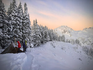 Our hot tent camp on top of 2 feet of snow.