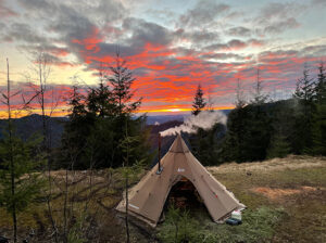 A properly set up hot tent & wood stove.